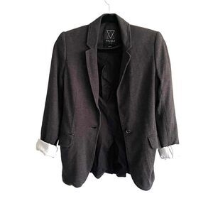 ARITZIA Talula Charcoal Cotton Modal Jersey Button Front Blazer Jacket Gray 2